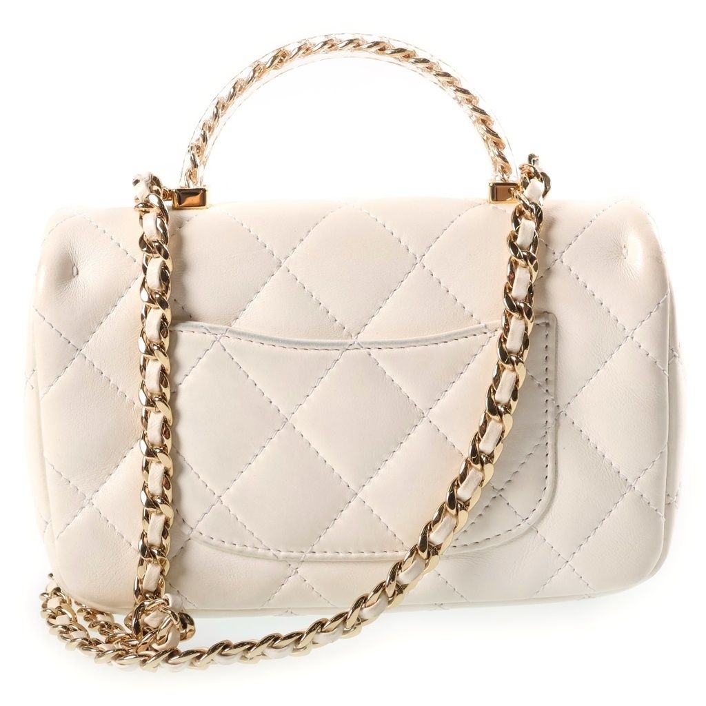 Chanel Quilted Clear Handle Chain 2-Way Mini Shoulder Bag White Lambskin Gold — view 2
