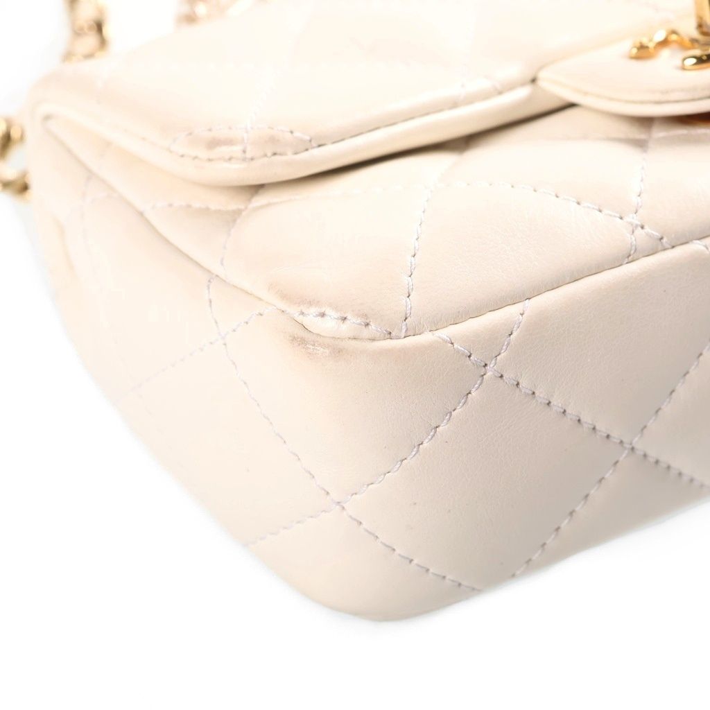 Chanel Quilted Clear Handle Chain 2-Way Mini Shoulder Bag White Lambskin Gold — view 5