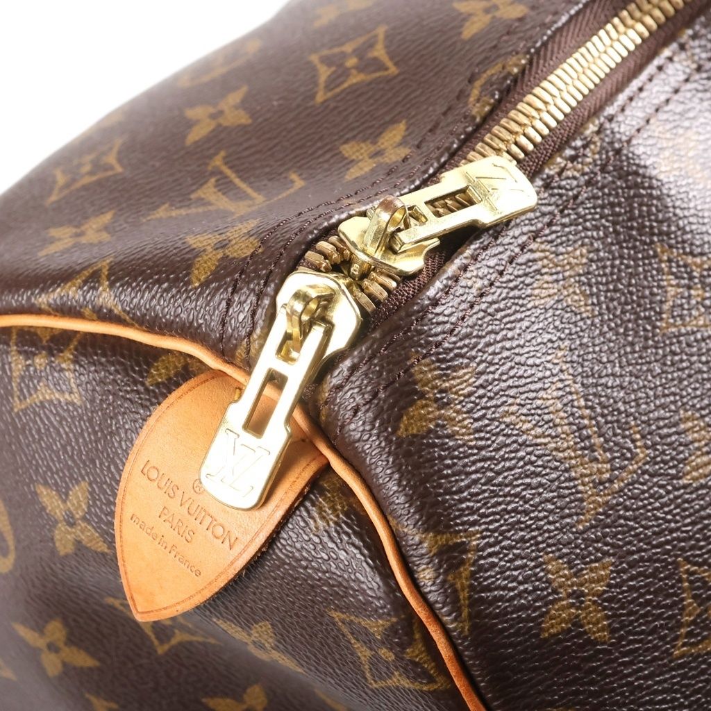 Louis Vuitton Monogram Keepall 55 Boston Bag Brown Leather — view 8