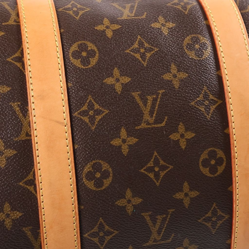 Louis Vuitton Monogram Keepall 55 Boston Bag Brown Leather — view 6