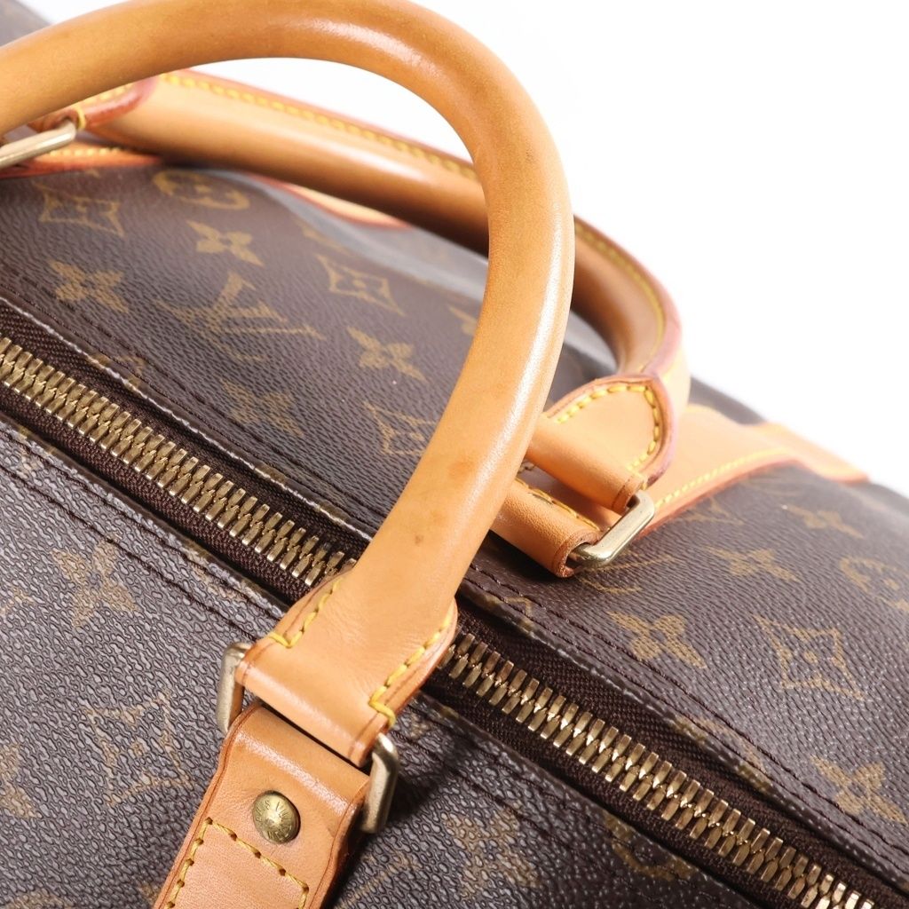 Louis Vuitton Monogram Keepall 55 Boston Bag Brown Leather — view 7