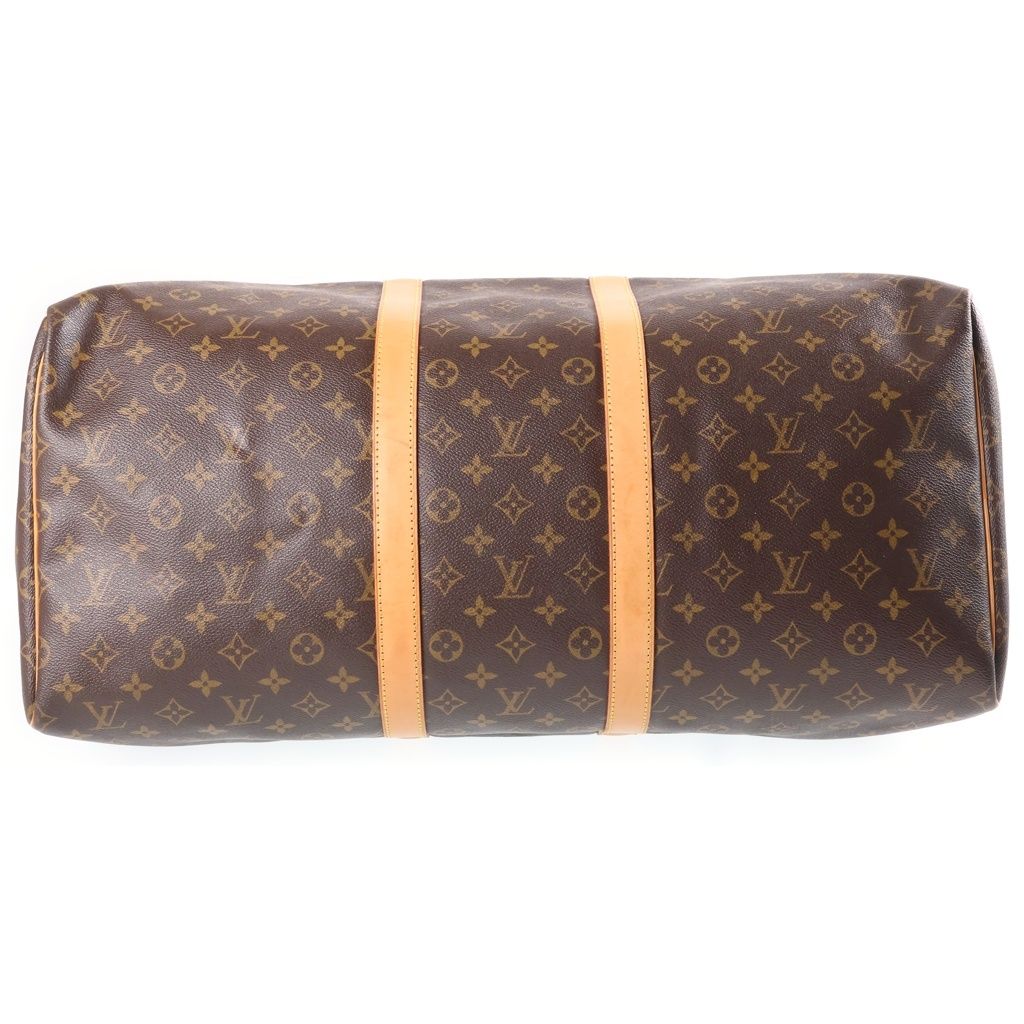 Louis Vuitton Monogram Keepall 55 Boston Bag Brown Leather — view 4