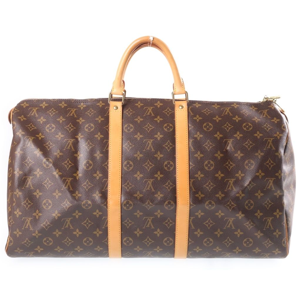 Louis Vuitton Monogram Keepall 55 Boston Bag Brown Leather — view 2