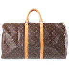 Louis Vuitton Monogram Keepall 55 Boston Bag Brown Leather — view 2