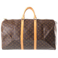 Louis Vuitton Monogram Keepall 55 Boston Bag Brown Leather