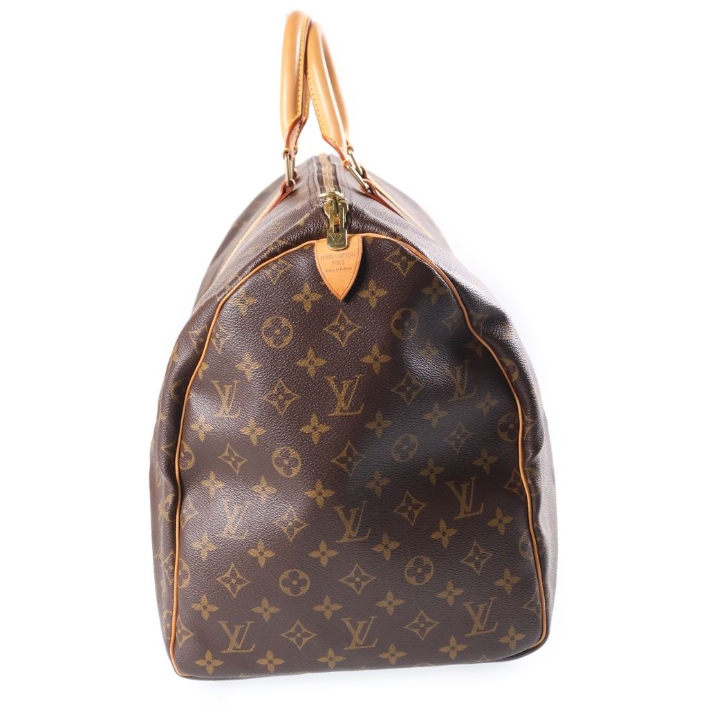 Louis Vuitton Monogram Keepall 55 Boston Bag Brown Leather — view 3