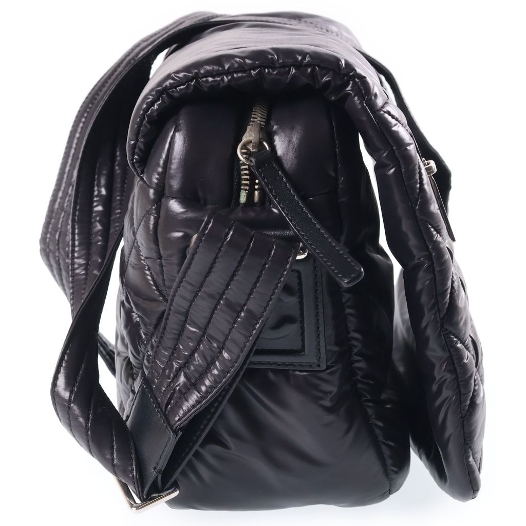 Chanel Coco Cocoon CC Logo Shoulder Bag Black Nylon Silver — view 3