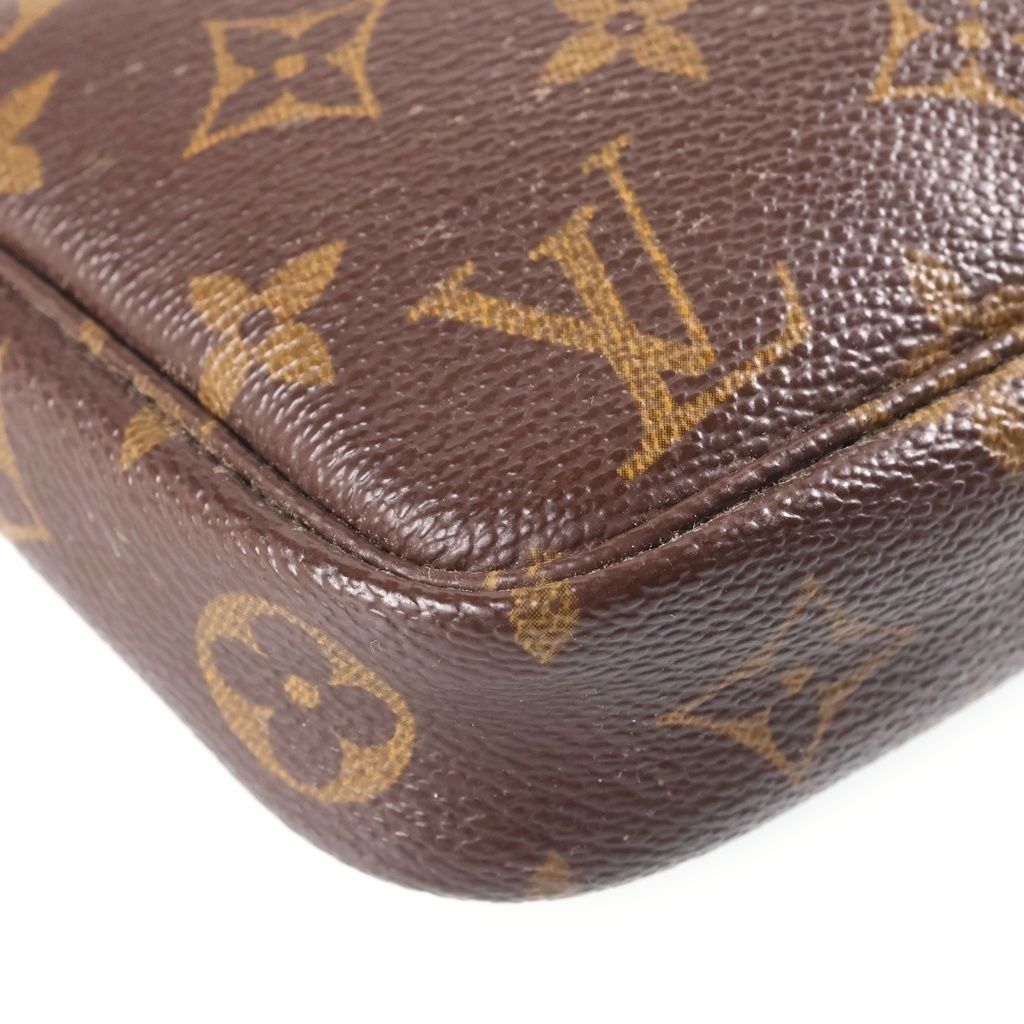 Louis Vuitton Monogram Pochette Accessoires Mini Bag Brown Leather Gold — view 5