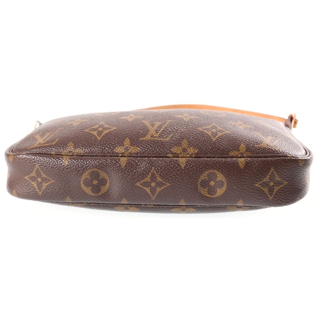Louis Vuitton Monogram Pochette Accessoires Mini Bag Brown Leather Gold — view 4