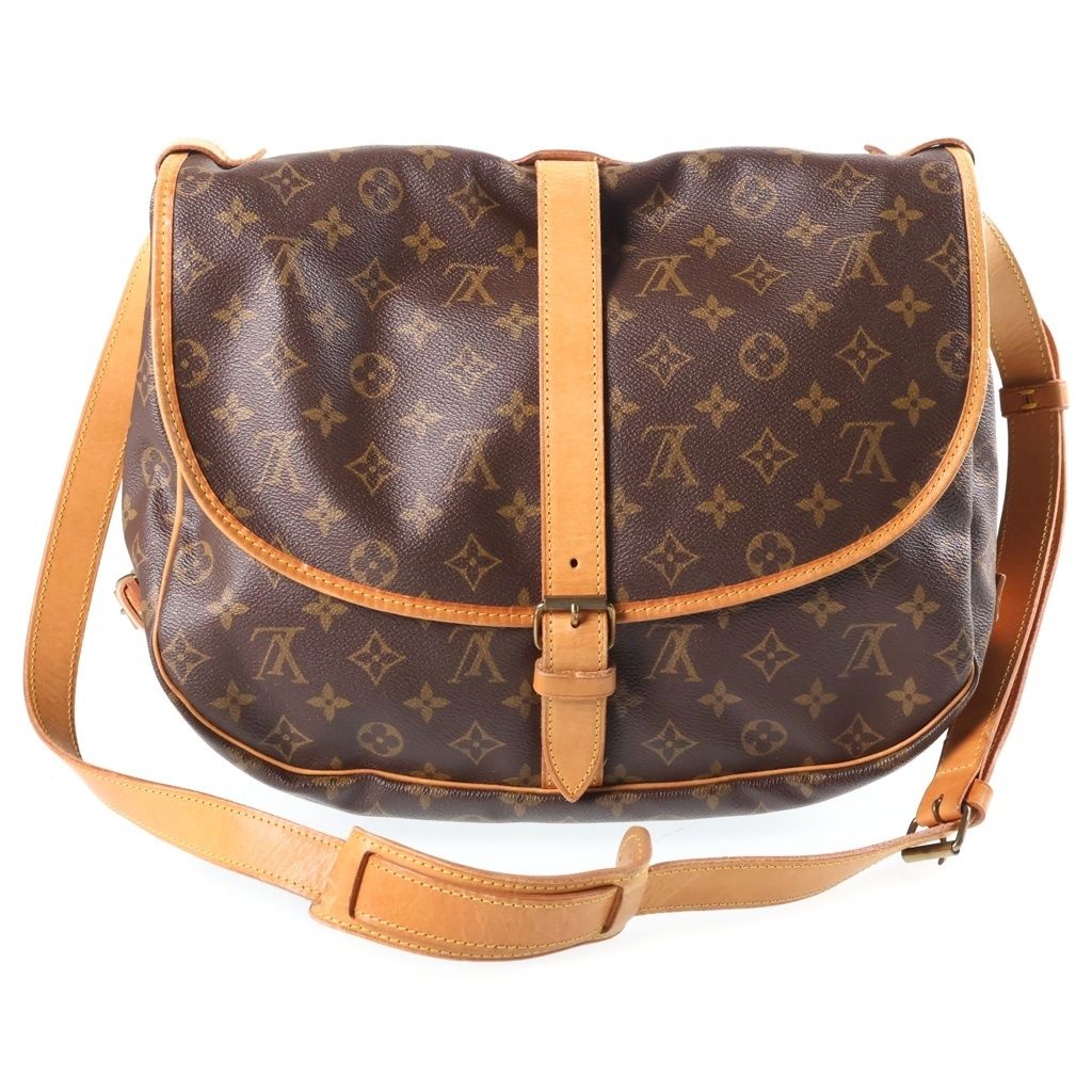 Louis Vuitton Monogram Saumur 30 Shoulder Bag Brown Leather Gold — view 2