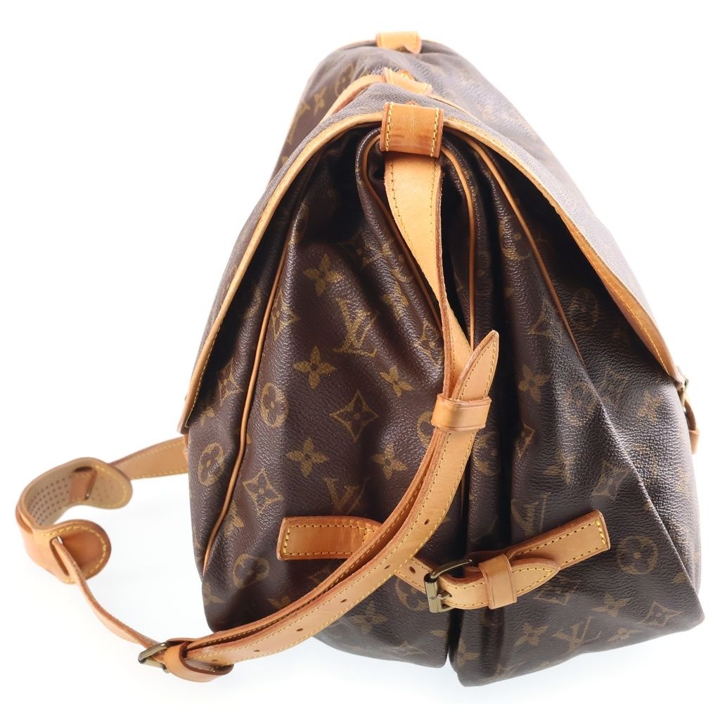 Louis Vuitton Monogram Saumur 30 Shoulder Bag Brown Leather Gold — view 3