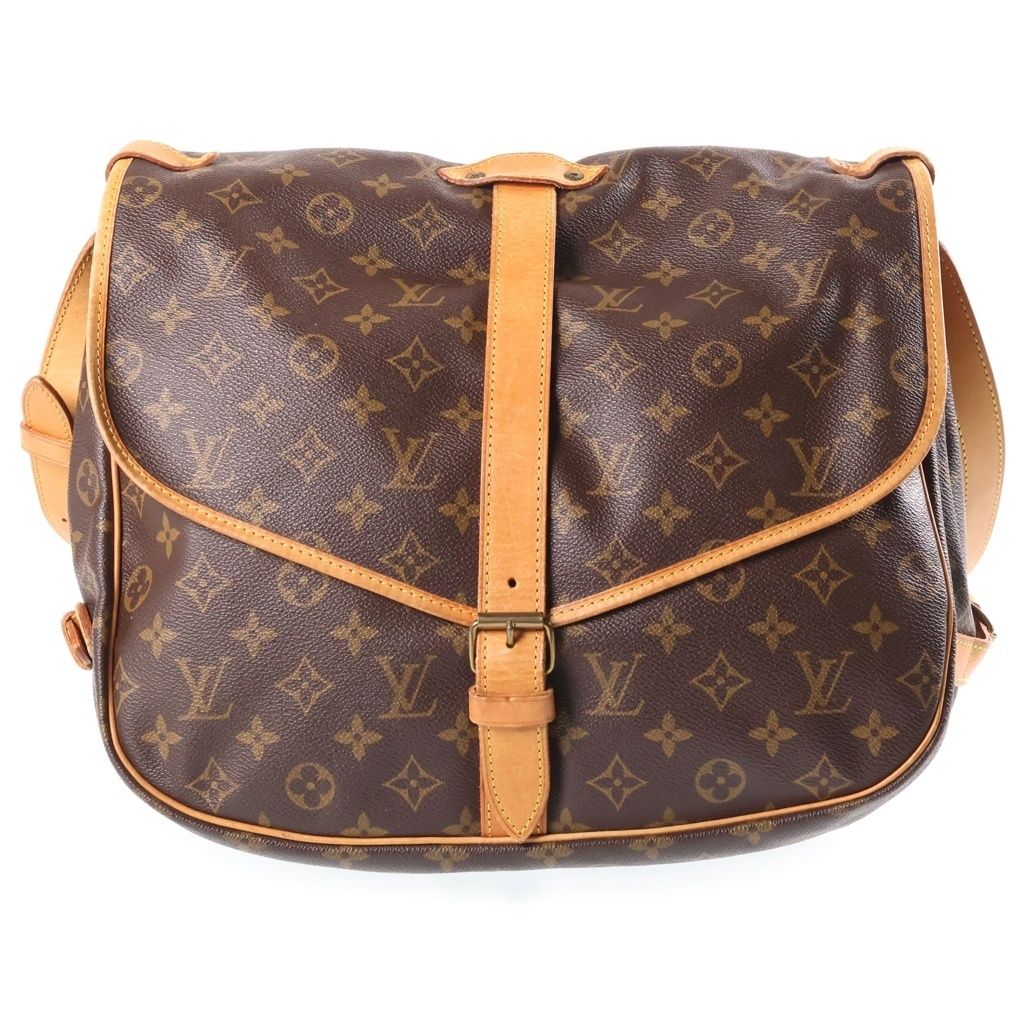 Louis Vuitton Monogram Saumur 30 Shoulder Bag Brown Leather Gold