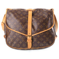 Louis Vuitton Monogram Saumur 30 Shoulder Bag Brown Leather Gold