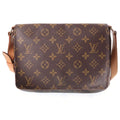 Louis Vuitton Monogram Musette Tango Shoulder Bag Brown Leather Gold