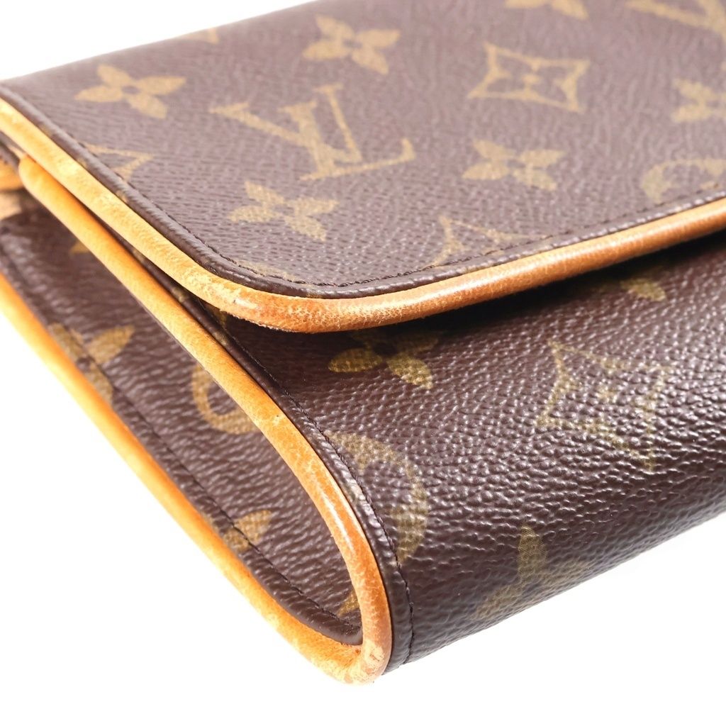 Louis Vuitton Monogram Pochette Twin GM Shoulder Bag Brown Leather Gold — view 5