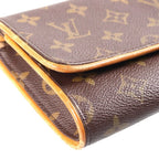 Louis Vuitton Monogram Pochette Twin GM Shoulder Bag Brown Leather Gold — view 5