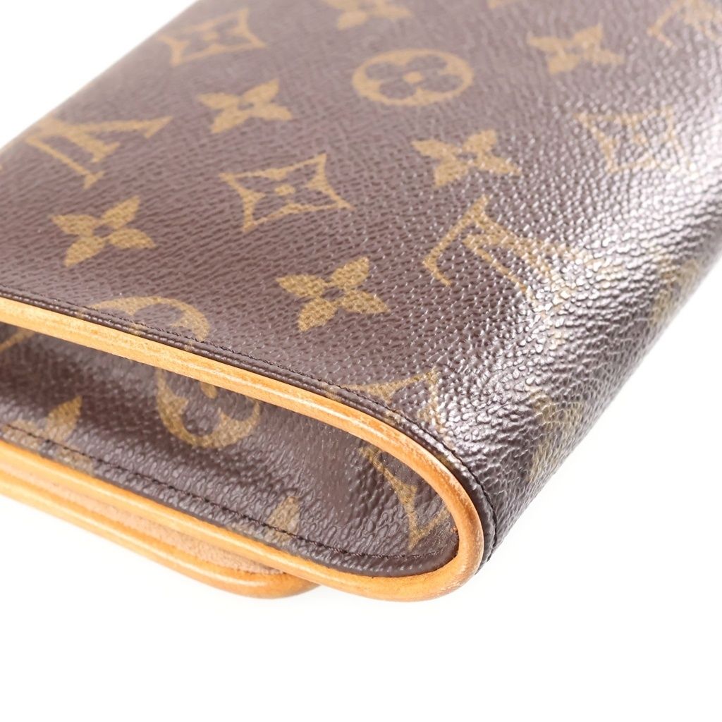 Louis Vuitton Monogram Pochette Twin GM Shoulder Bag Brown Leather Gold — view 6