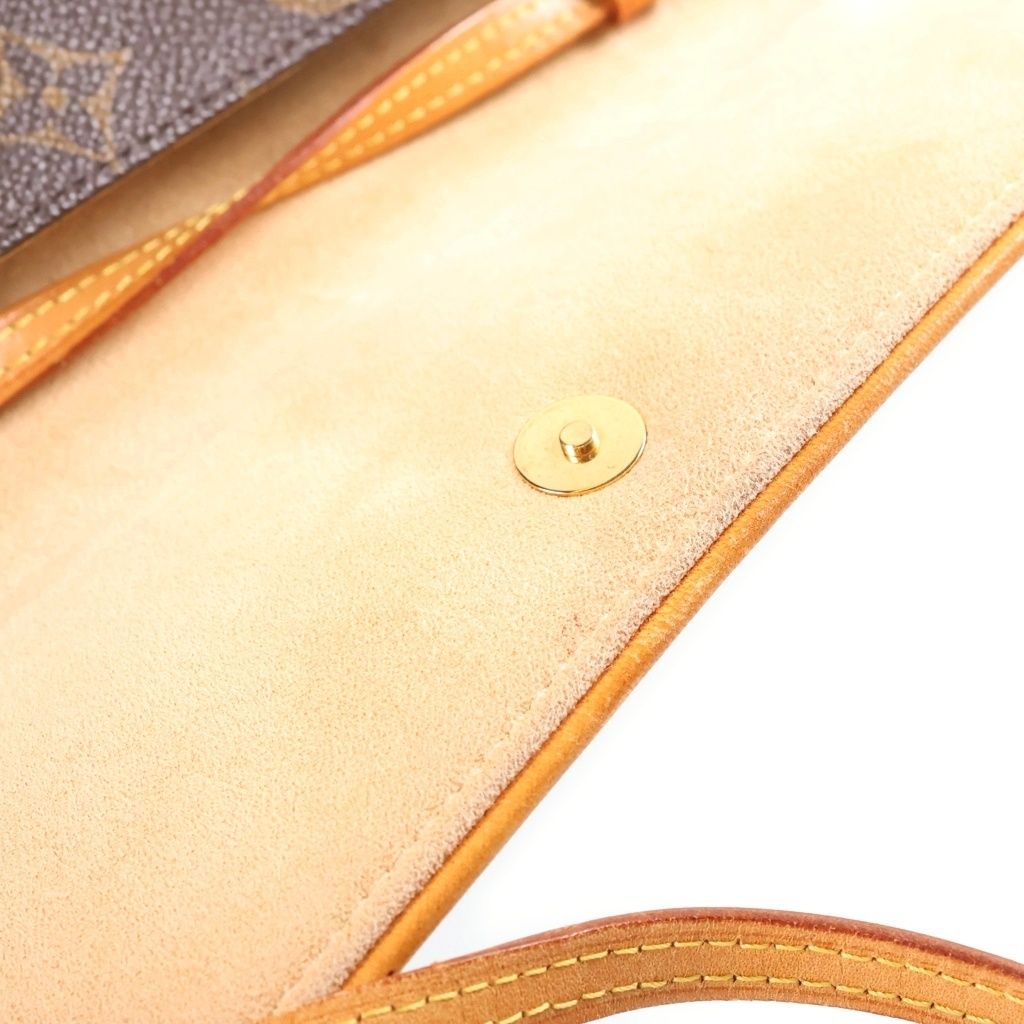 Louis Vuitton Monogram Pochette Twin GM Shoulder Bag Brown Leather Gold — view 7