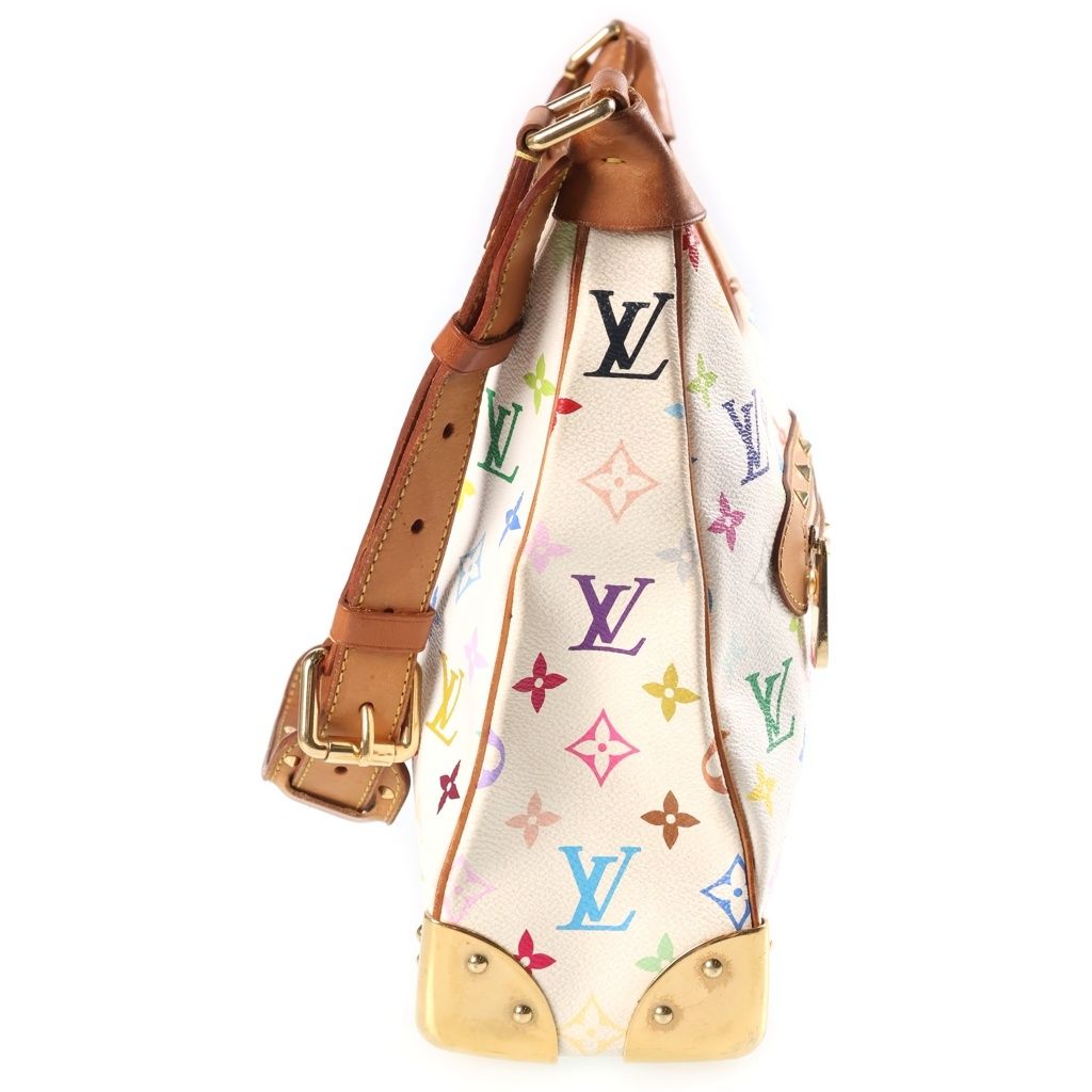 Louis Vuitton Monogram Multicolor Boulogne Shoulder Bag White Brown Leather Gold — view 3
