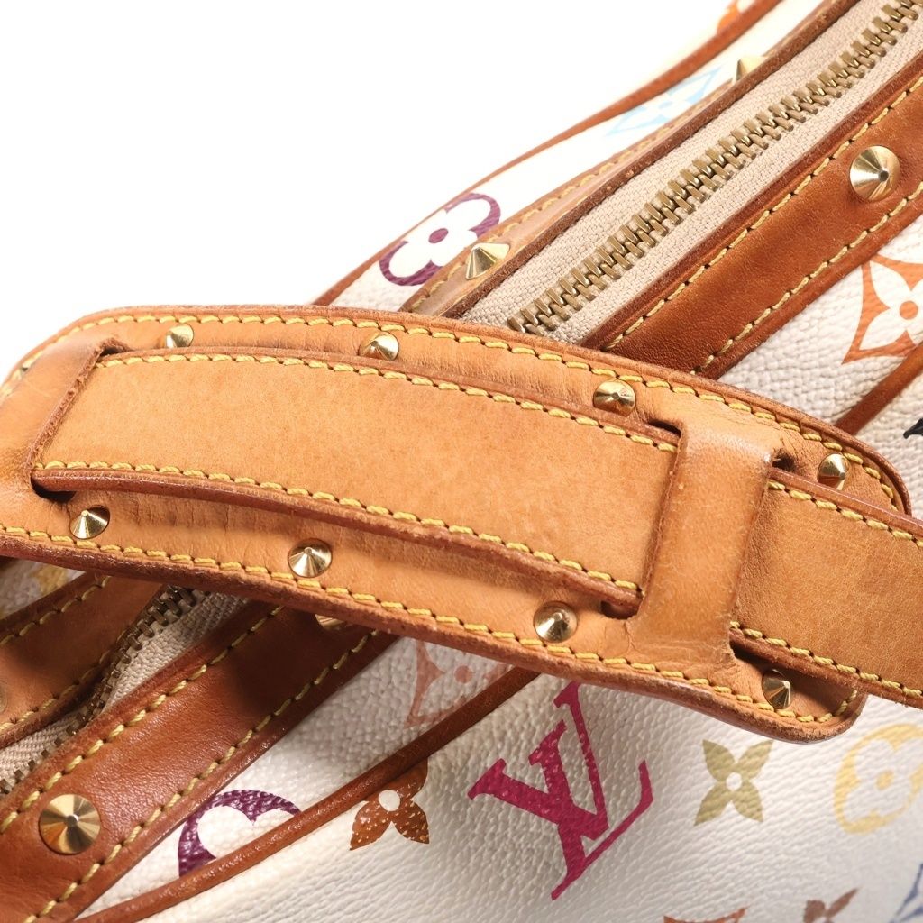 Louis Vuitton Monogram Multicolor Boulogne Shoulder Bag White Brown Leather Gold — view 8
