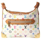 Louis Vuitton Monogram Multicolor Boulogne Shoulder Bag White Brown Leather Gold