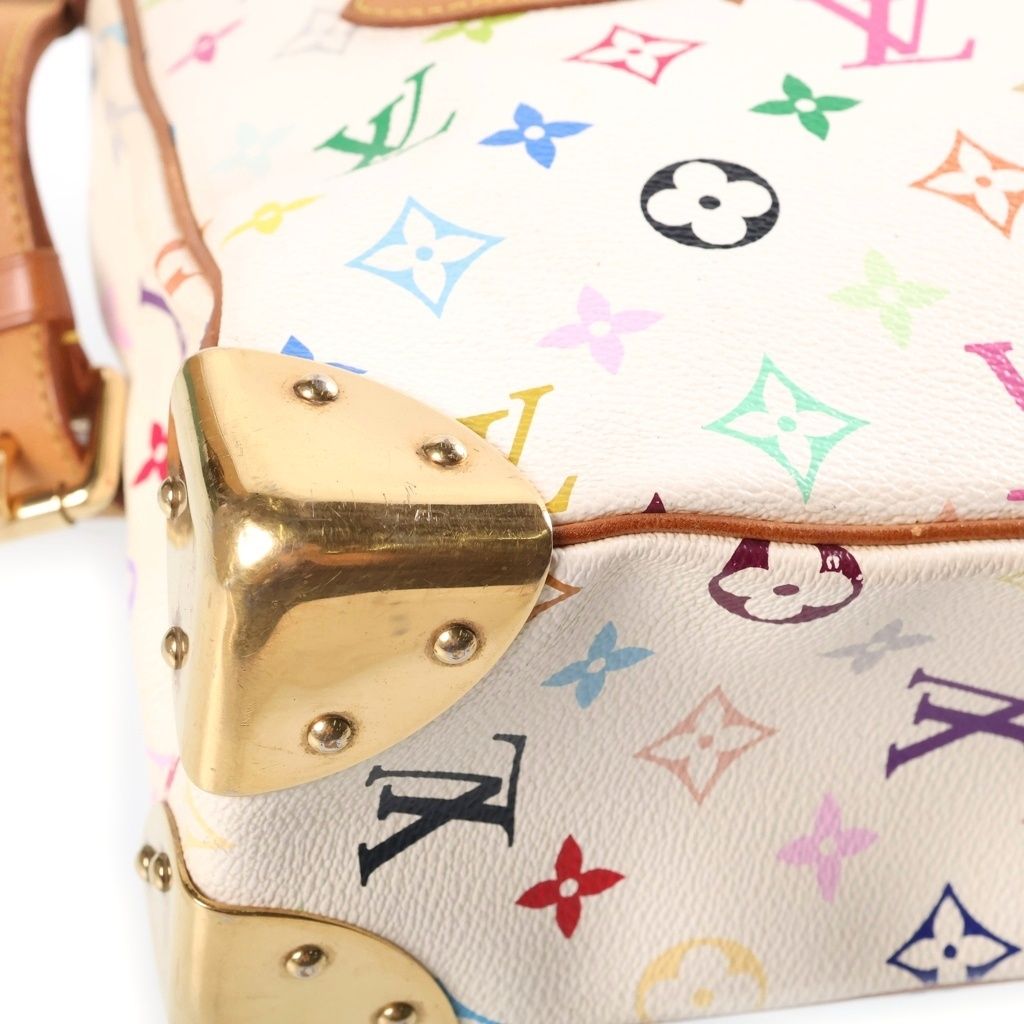 Louis Vuitton Monogram Multicolor Boulogne Shoulder Bag White Brown Leather Gold — view 5