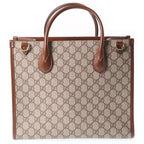 Gucci GG Supreme 2-Way Shoulder Bag Brown Beige Leather Gold — view 2