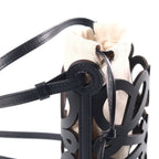Loewe Anagram Cutout Pocket Shoulder Bag Black Beige Canvas Leather — view 6