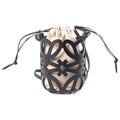 Loewe Anagram Cutout Pocket Shoulder Bag Black Beige Canvas Leather