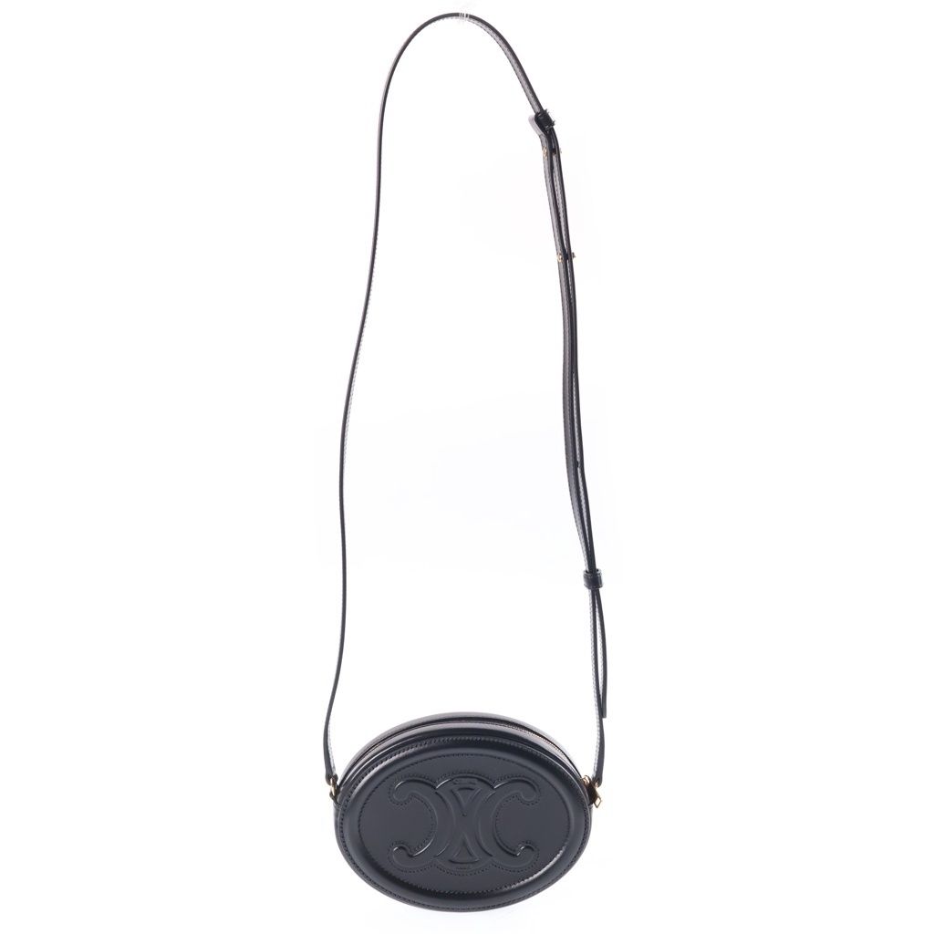 Celine Oval Purse Cuir Triomphe Shoulder Bag Black Leather — view 2