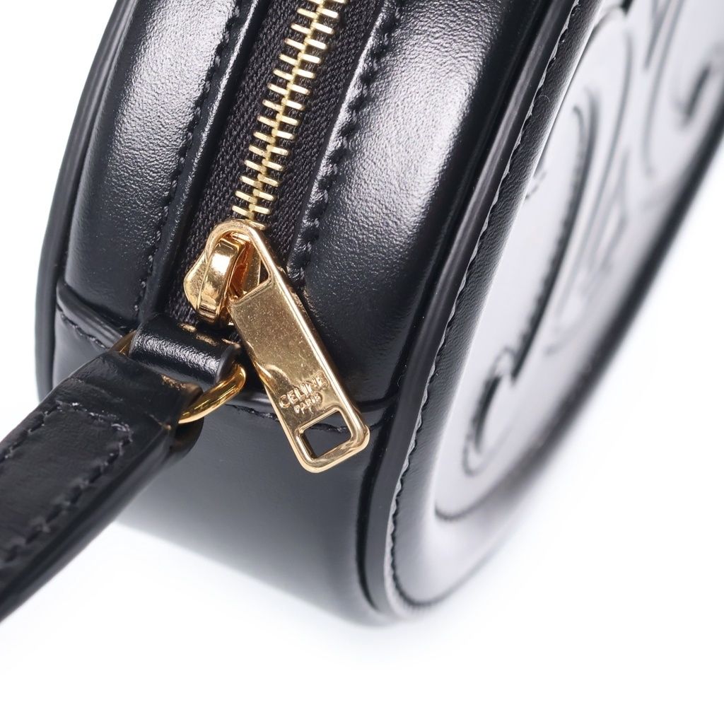 Celine Oval Purse Cuir Triomphe Shoulder Bag Black Leather — view 6