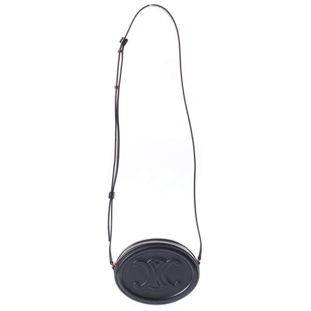 Celine Oval Purse Cuir Triomphe Shoulder Bag Black Leather