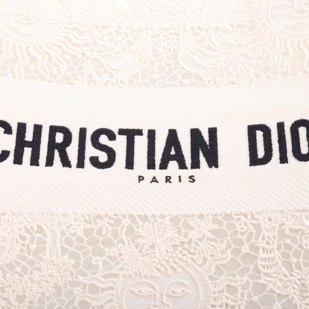 Dior Book Tote Bag Small Macrame Lace Ivory Canvas — view 7