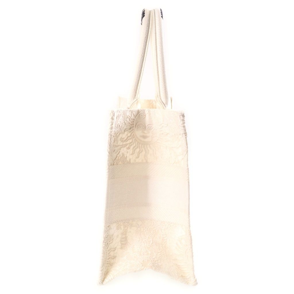 Dior Book Tote Bag Small Macrame Lace Ivory Canvas — view 3