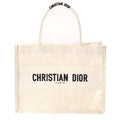 Dior Book Tote Bag Small Macrame Lace Ivory Canvas