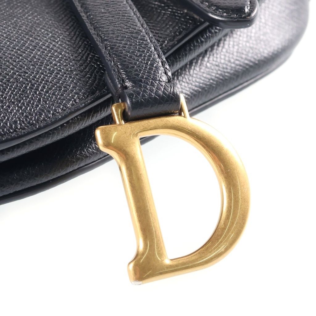 Dior Saddle Bag Mini Black Leather Gold — view 6
