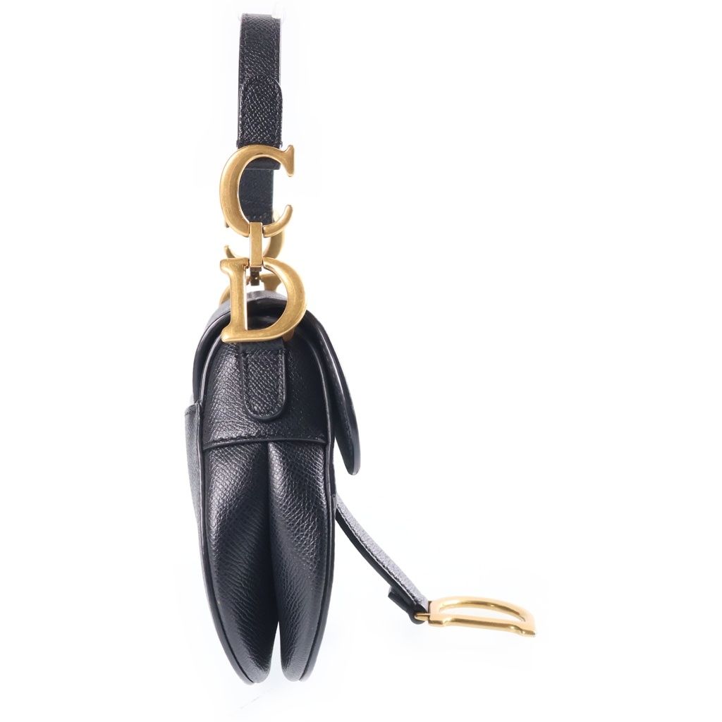 Dior Saddle Bag Mini Black Leather Gold — view 3