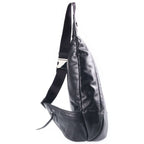 Prada Triangle Logo Shoulder Bag Black Leather Silver — view 3