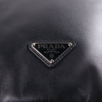 Prada Triangle Logo Shoulder Bag Black Leather Silver — view 6