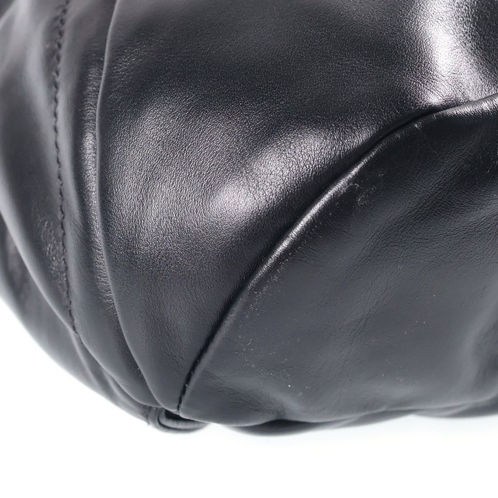 Prada Triangle Logo Shoulder Bag Black Leather Silver — view 5