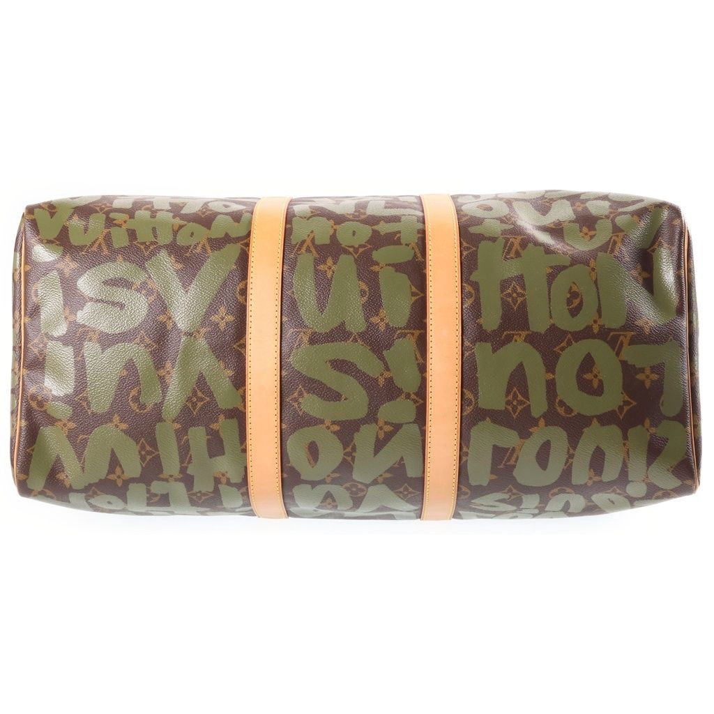 Louis Vuitton Monogram Graffiti Keepall 50 Boston Bag Khaki Brown Leather Gold — view 4