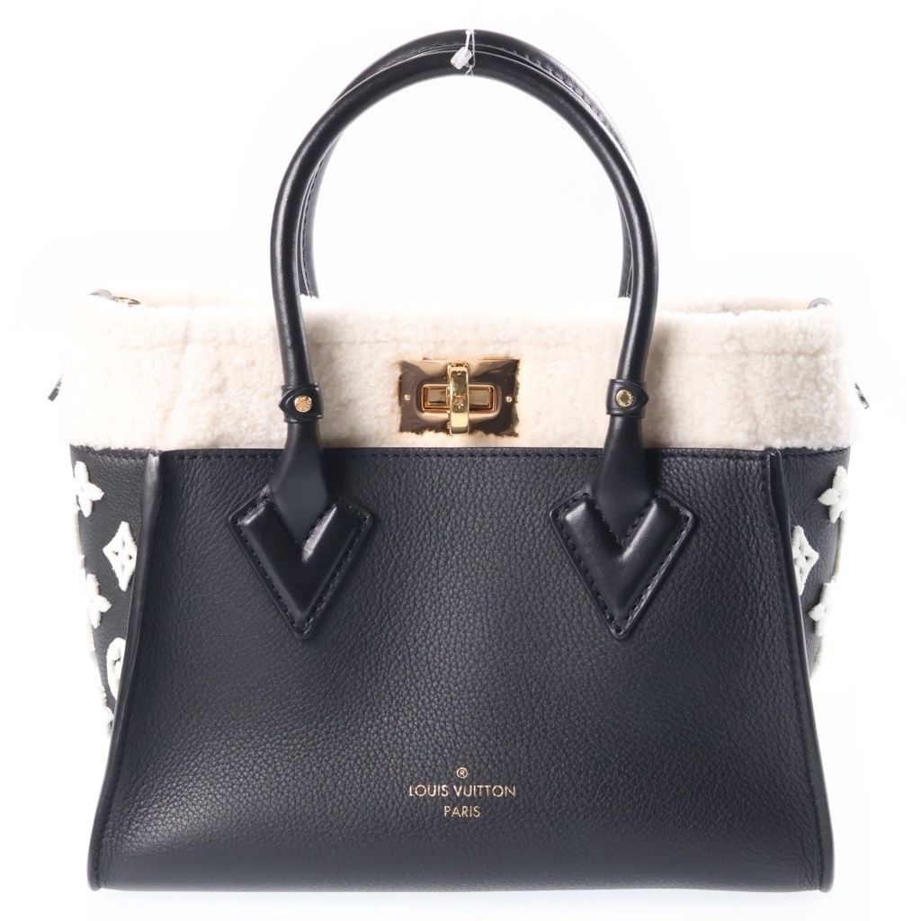 Louis Vuitton Monogram on My Side PM 2-Way Shoulder Bag Black White Leather