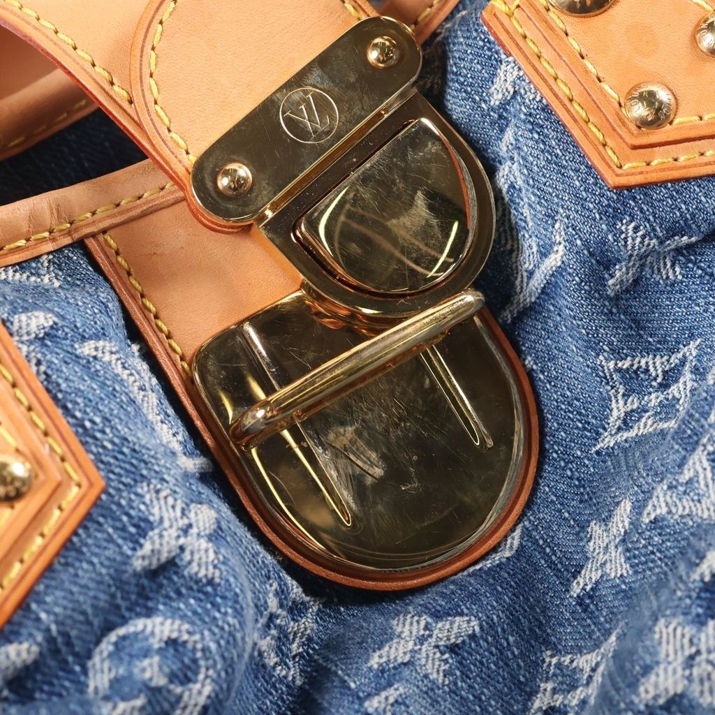 Louis Vuitton Monogram Denim Pleaty Mini Bag Indigo Blue Leather Gold — view 6