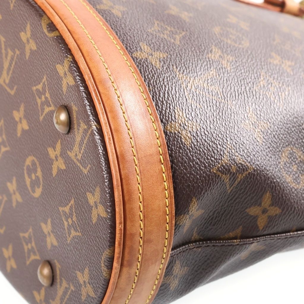 Louis Vuitton Monogram Baguette PM Tote Bag Brown Leather Gold — view 7