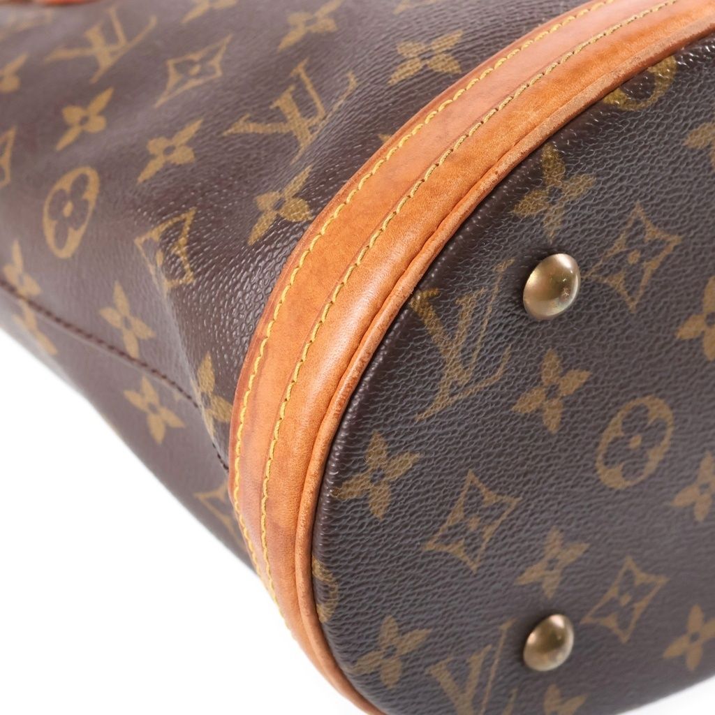 Louis Vuitton Monogram Baguette PM Tote Bag Brown Leather Gold — view 5