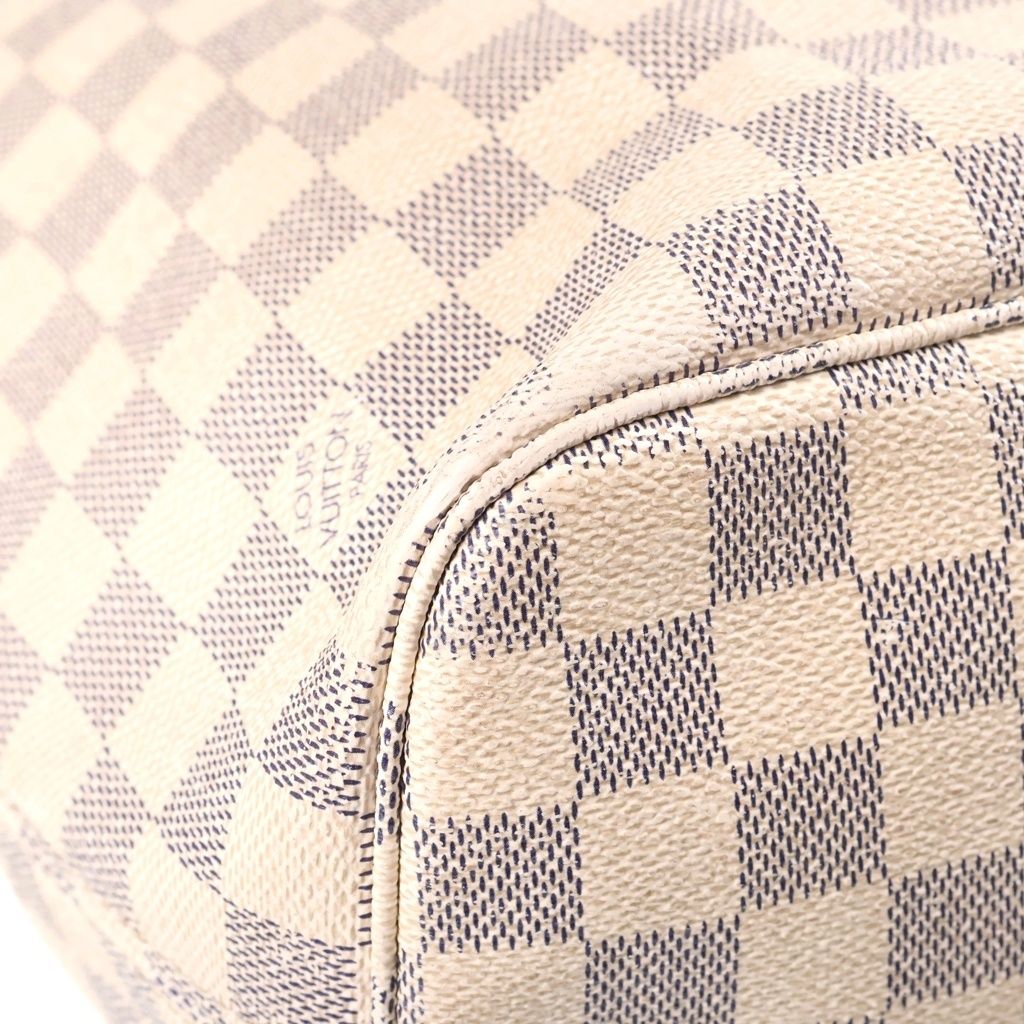 Louis Vuitton Neverfull MM Damier Tote Bag Ivory Leather Gold — view 5