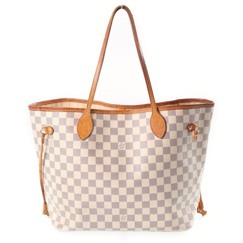 Louis Vuitton Neverfull MM Damier Tote Bag Ivory Leather Gold — view 2