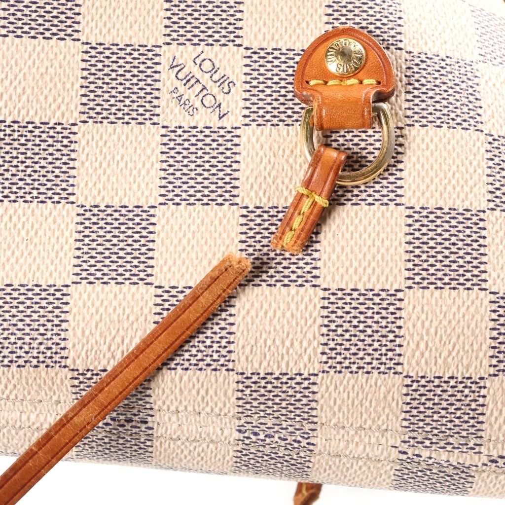 Louis Vuitton Neverfull MM Damier Tote Bag Ivory Leather Gold — view 6