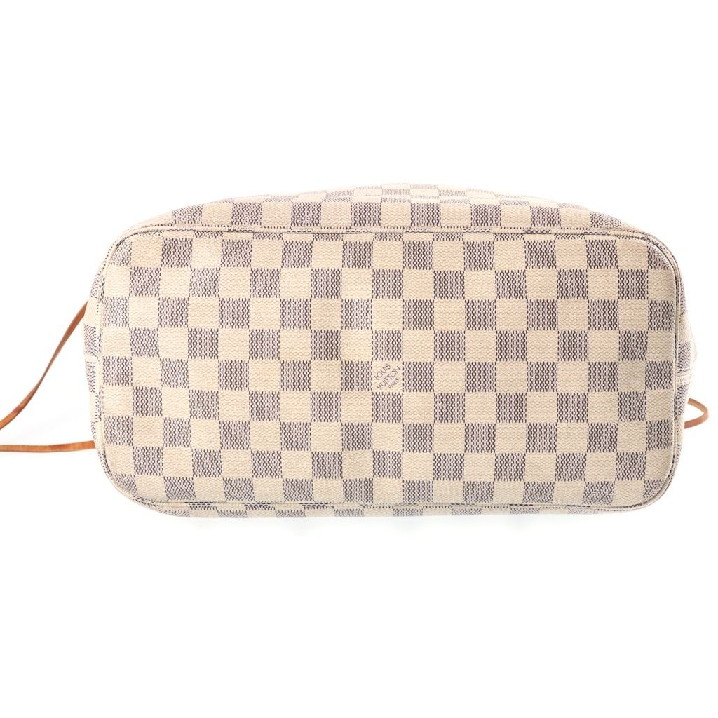 Louis Vuitton Neverfull MM Damier Tote Bag Ivory Leather Gold — view 4
