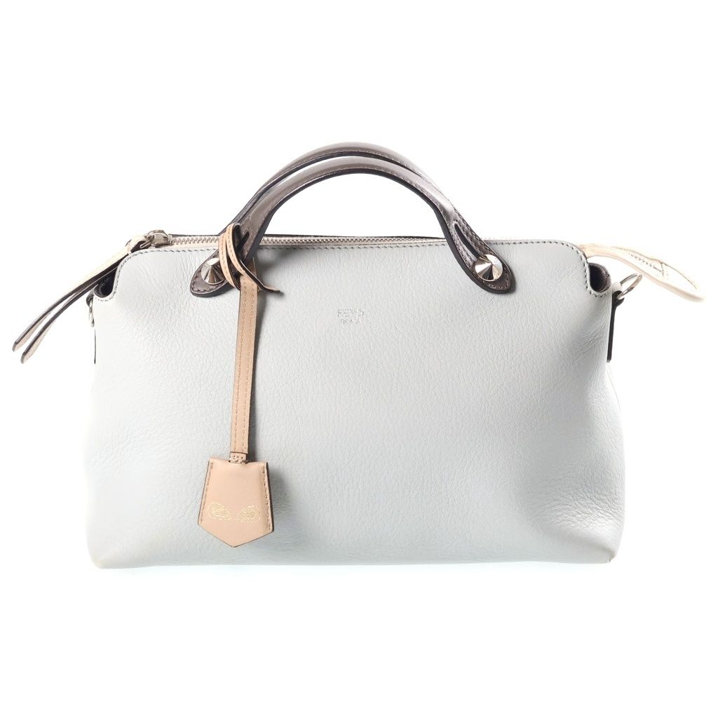 Fendi by the Way Medium Bicolor 2-Way Shoulder Bag Light Blue Brown Leather